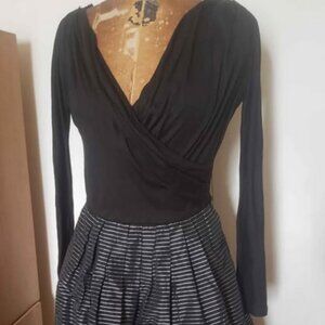 Vintage Chetta B black dress, wrap-style top and crinoline petticoat, size S-M